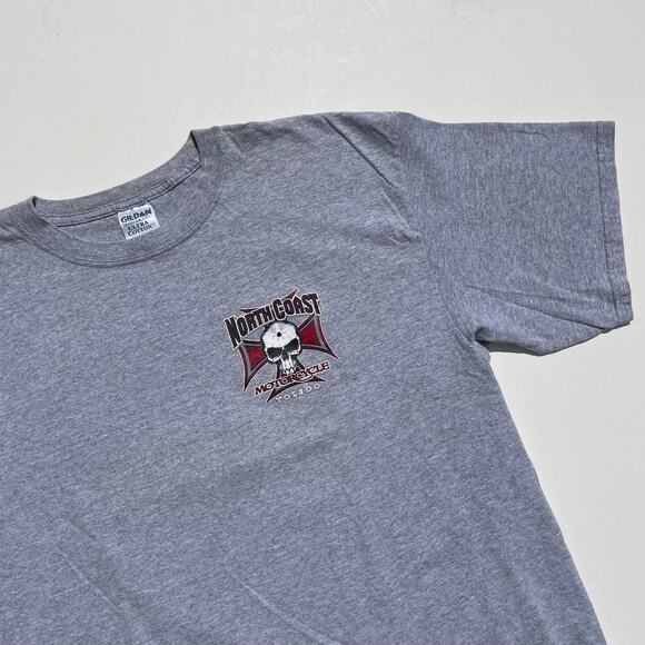 Vintage North Coast Motorcycle Biker Skull Bullet Hole Toledo Ohio Shirt Size XL - Picture 5 of 7